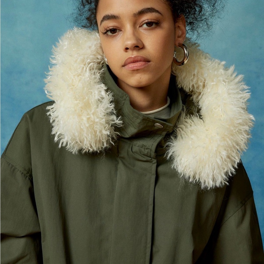 BDG Olive Faux Fur Trim Parka